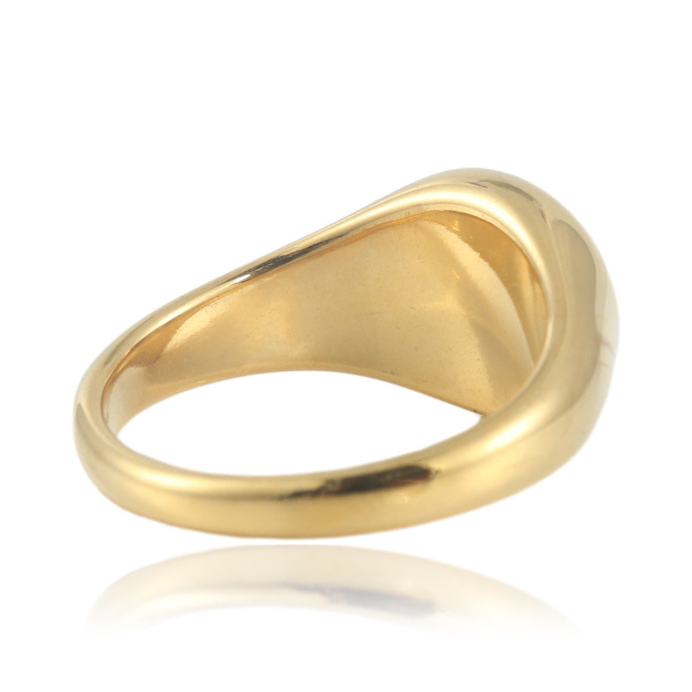 Men's Retro Black Round Ring in Titanium Steel - European and American Style