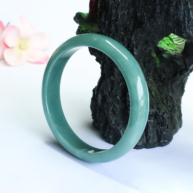 Blue Water Jadeite Classic Round Bangle