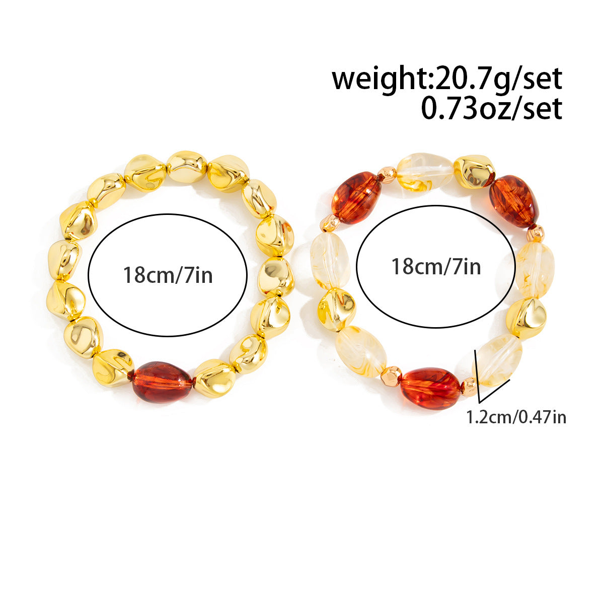 Amber Beaded Stacked Bracelet Knock Pattern Smudge Elastic Bracelet
