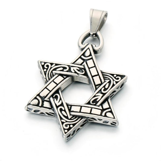 Star Collection Pendant, Hexagram Pendant, Sun Pattern Round Brand Skull, Pentagram Stainless Steel Necklace