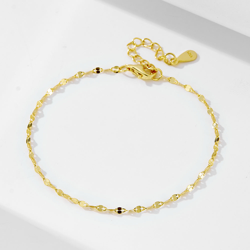 S925 Sterling Silver Plated 14K Gold Bracelet Japanese Design