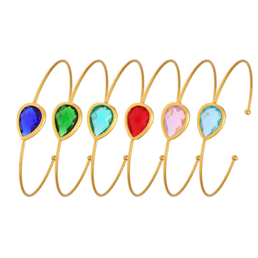 Planderful Water Drop Czech Glass Bracelet For Her 18K Gold