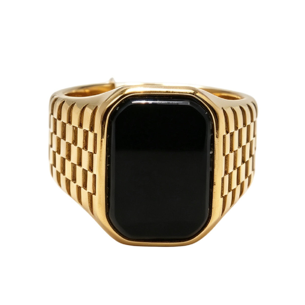 Black Gemstone Titanium Steel Ring