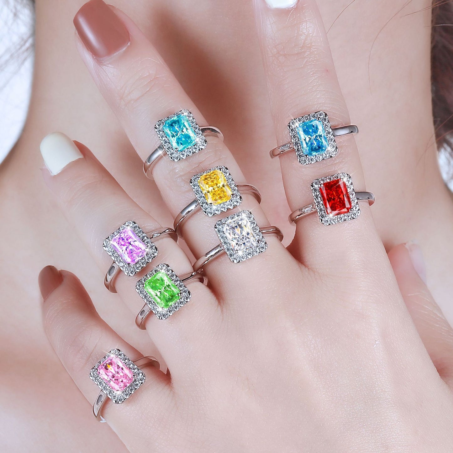 European and American S925 Sterling Silver Zircon Ring