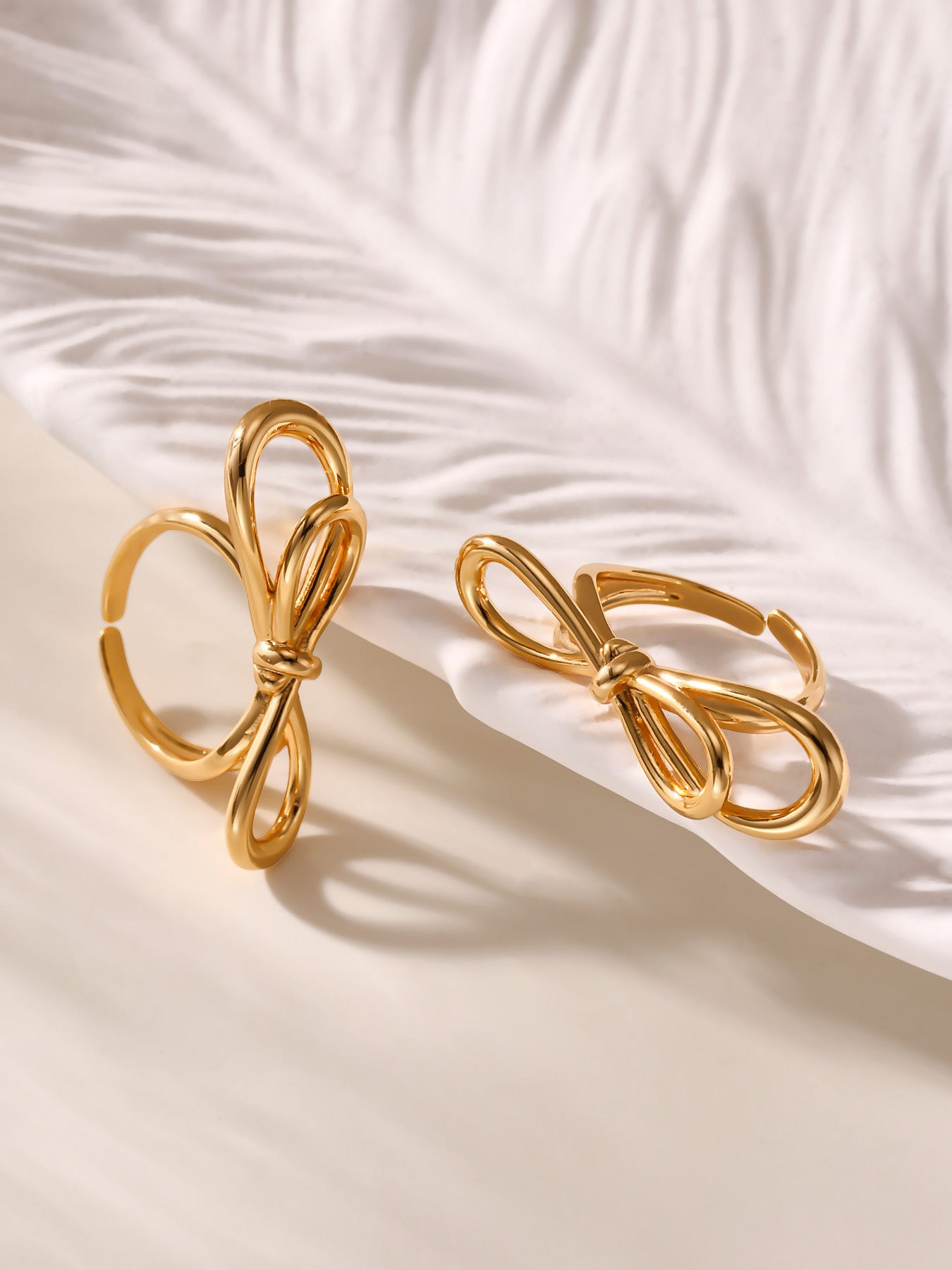 Planderful Bow Open Ring For Women Plated 18K Gold Copper