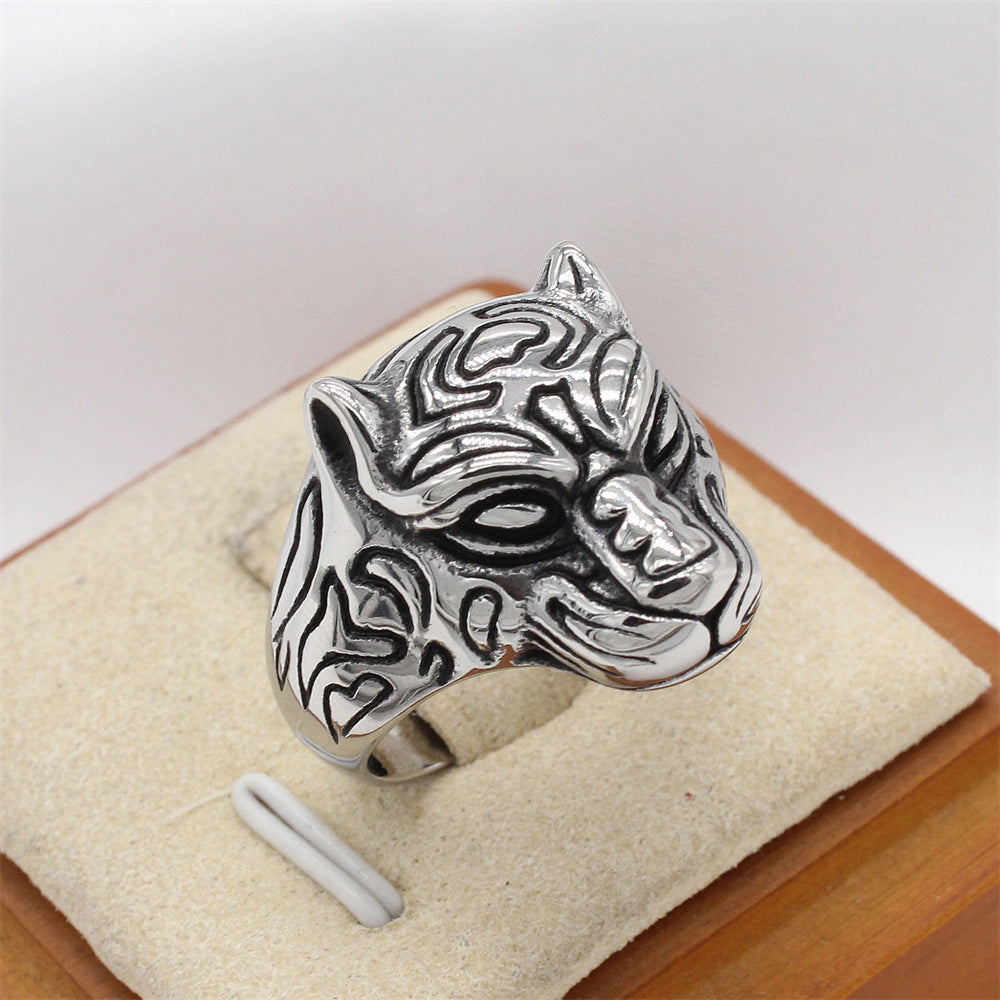 Planderful Cheetah Head Titanium Ring For Men And Women Unisex Retro Style Durable Statement