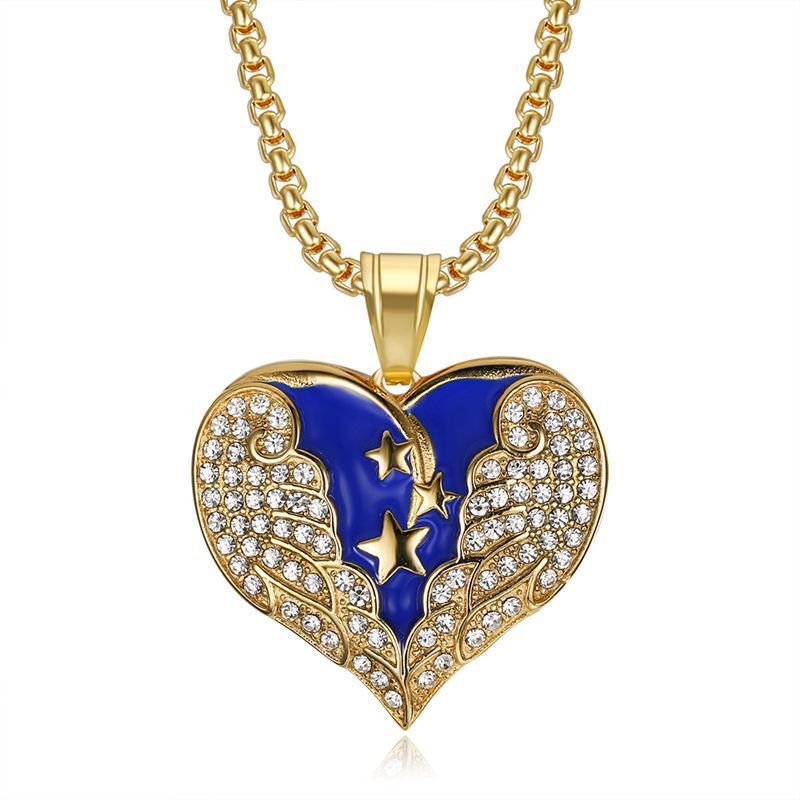 Rhinestone Necklace – Dainty Gold Plated Hip Hop Pendant