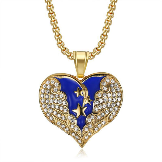 Rhinestone Necklace – Dainty Gold Plated Hip Hop Pendant