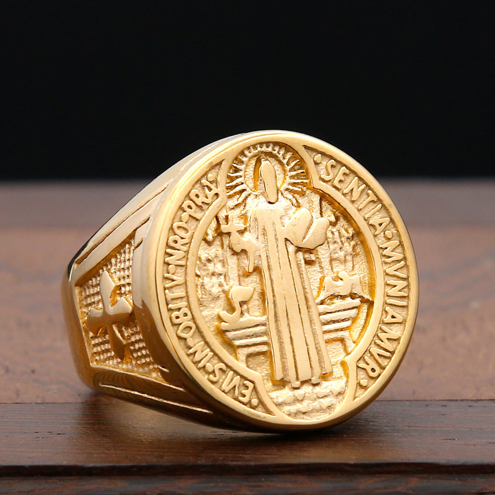 Vintage Cross Stainless Steel Men's Ring