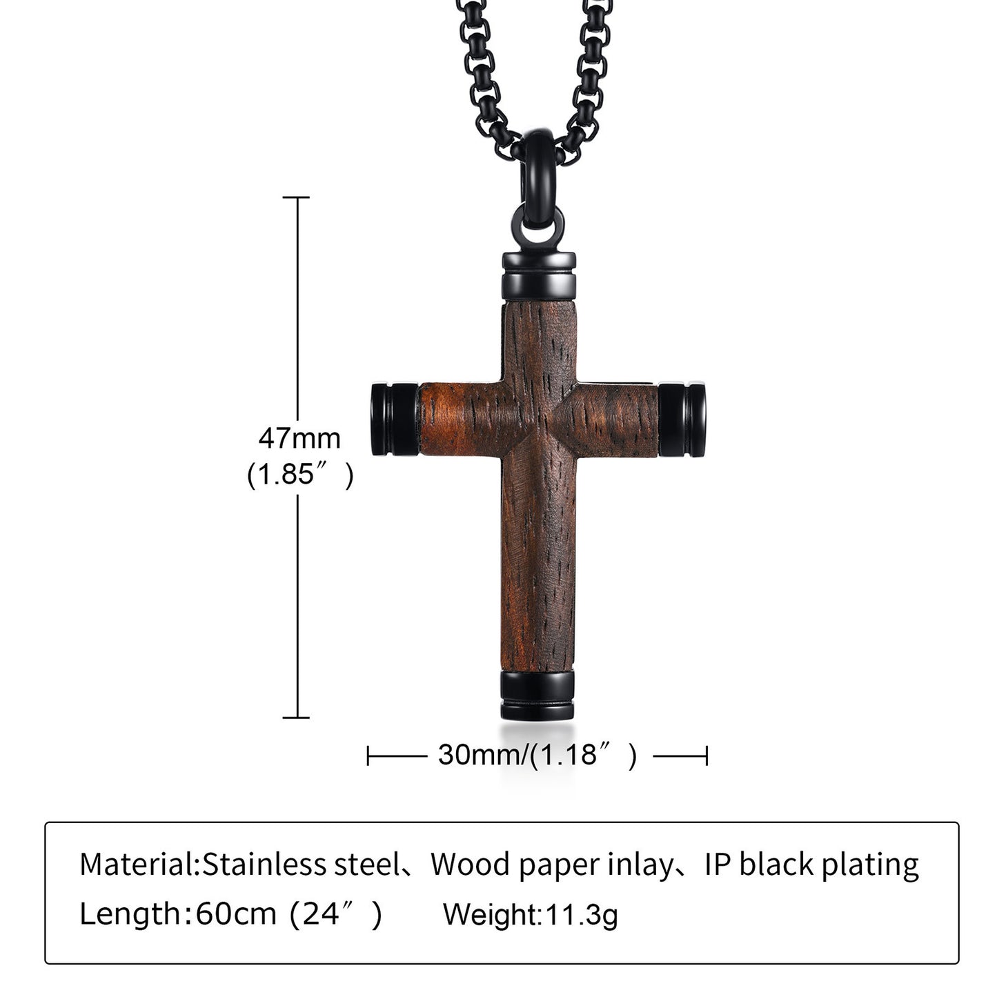 Pendant Titanium Steel Pear Wood Cross Pendant Men's Jewelry
