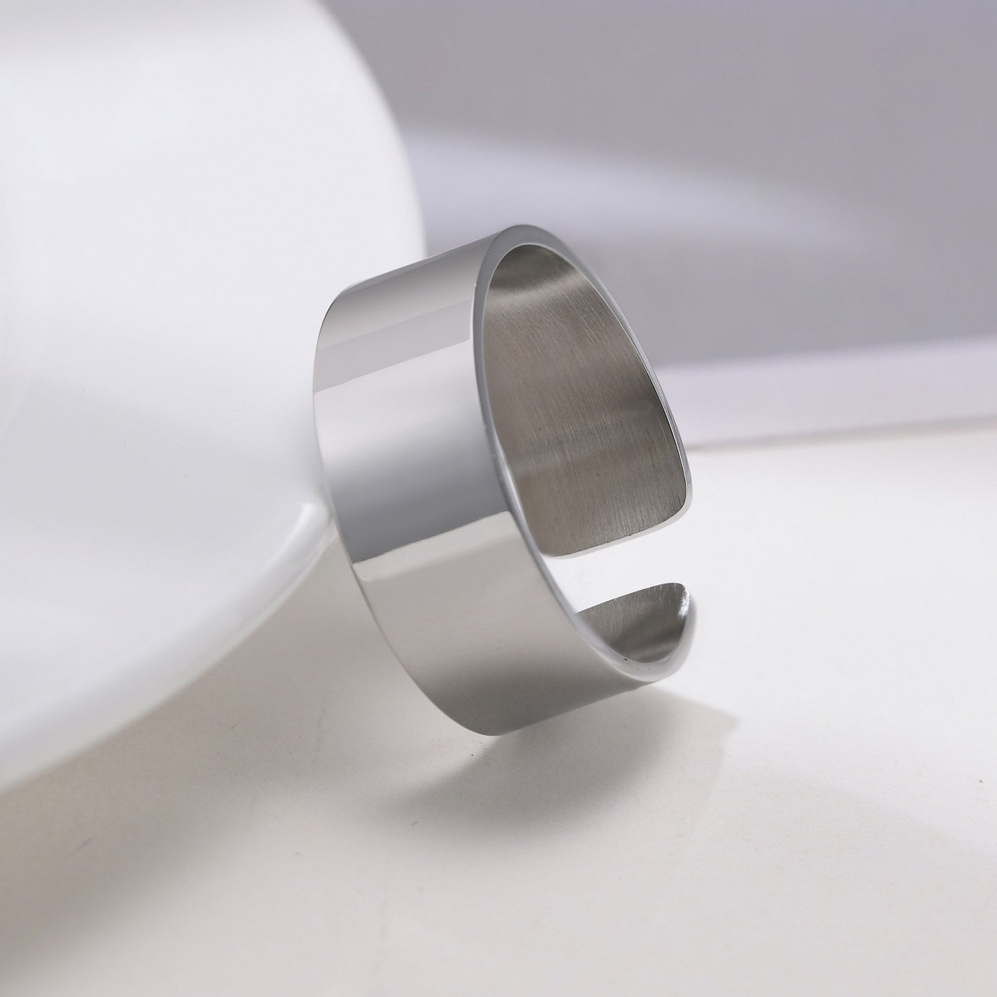 Stainless Steel Bare Body Plain Opening Adjustable Ring Steel Color for Men and Women Jewelry Wholesale