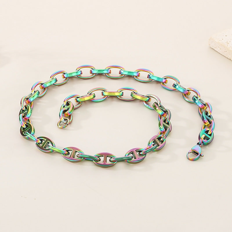 Hip Hop Trend Japanese Bracelet and Necklace Titanium Steel