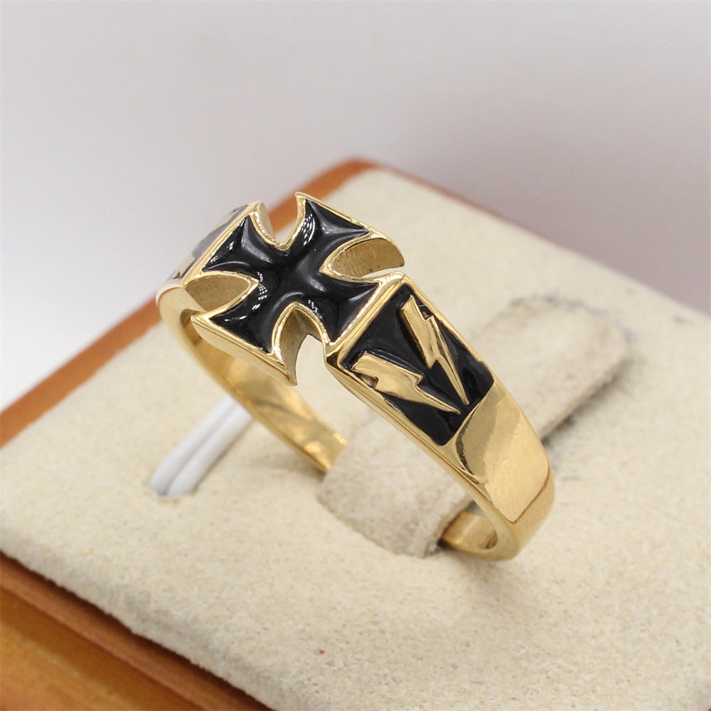 Planderful Titanium Steel Ring With Retro Cross Design For Unisex Style Protection Statement For Men And Women