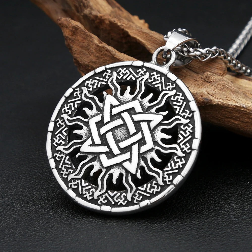 Vintage Viking Sun Stainless Steel Men's Pendant Necklace