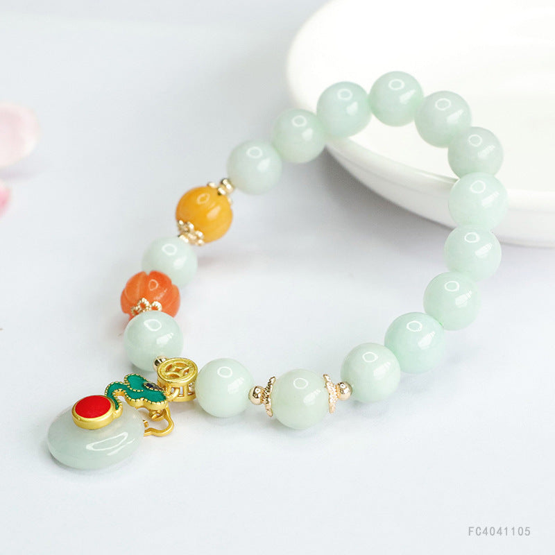 Jadeite Peace Buckle Beaded Bracelet