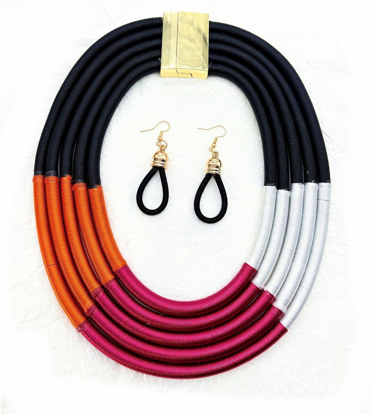 Planderful Savanna Rhythms Necklace and Earrings Set – Fashionable Multi-Layer Design