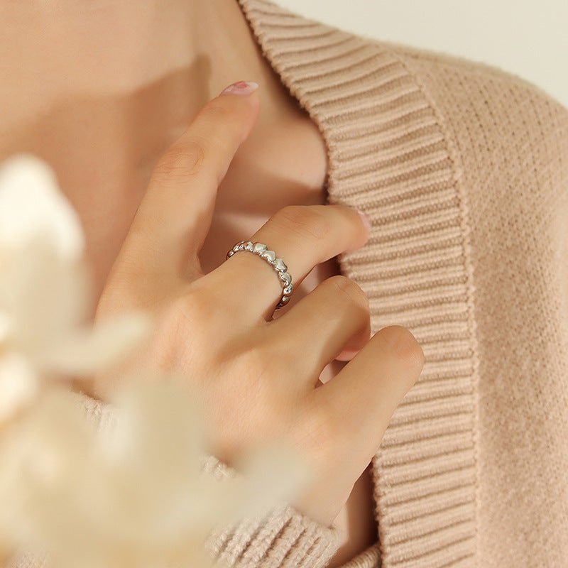 Peach Heart Love Adjustable Ring in Titanium Steel with 18k Gold Plating