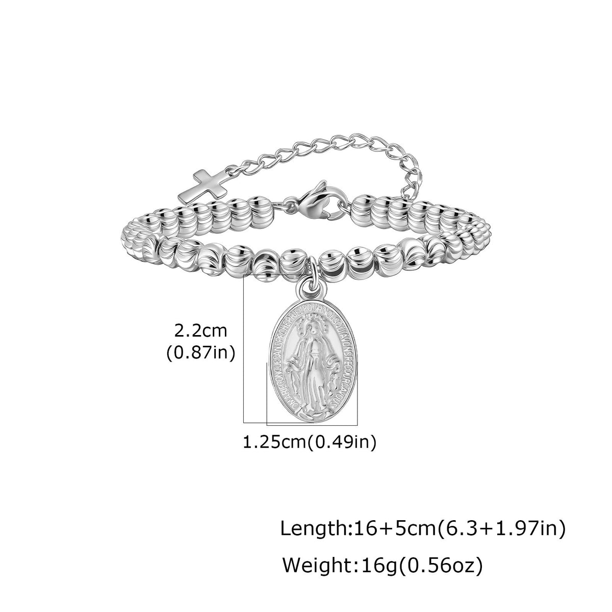 Fashionable Round-Tag Watermelon Bead Stainless Steel Bracelet