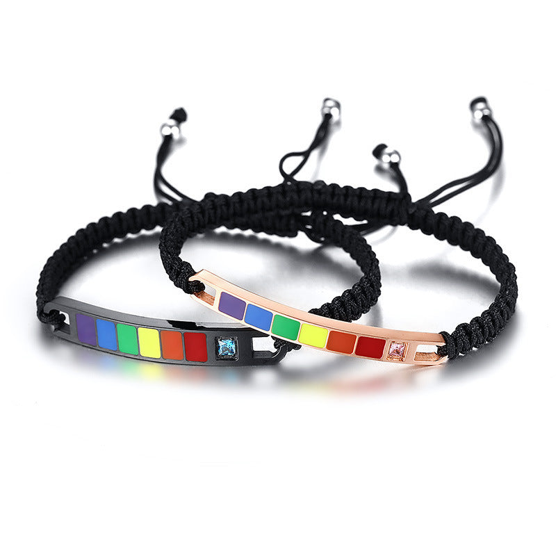 Zircon Braided Stainless Steel Bracelet Unisex