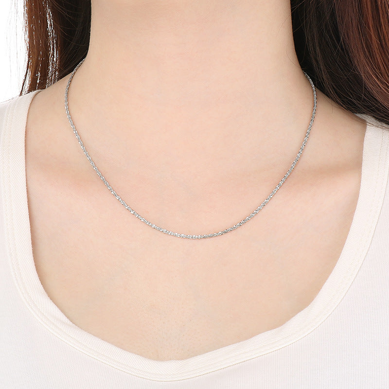 And Stainless Steel Women'S Flash Chain Collarbone Chain, Minimalist Twisted Rope Chain Corn Necklace