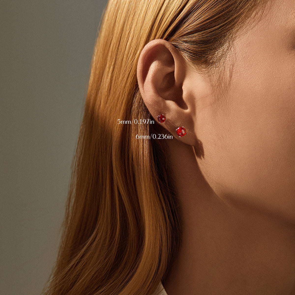 925 Sterling Silver Pomegranate Red Fireworks-Cut Stud Earrings