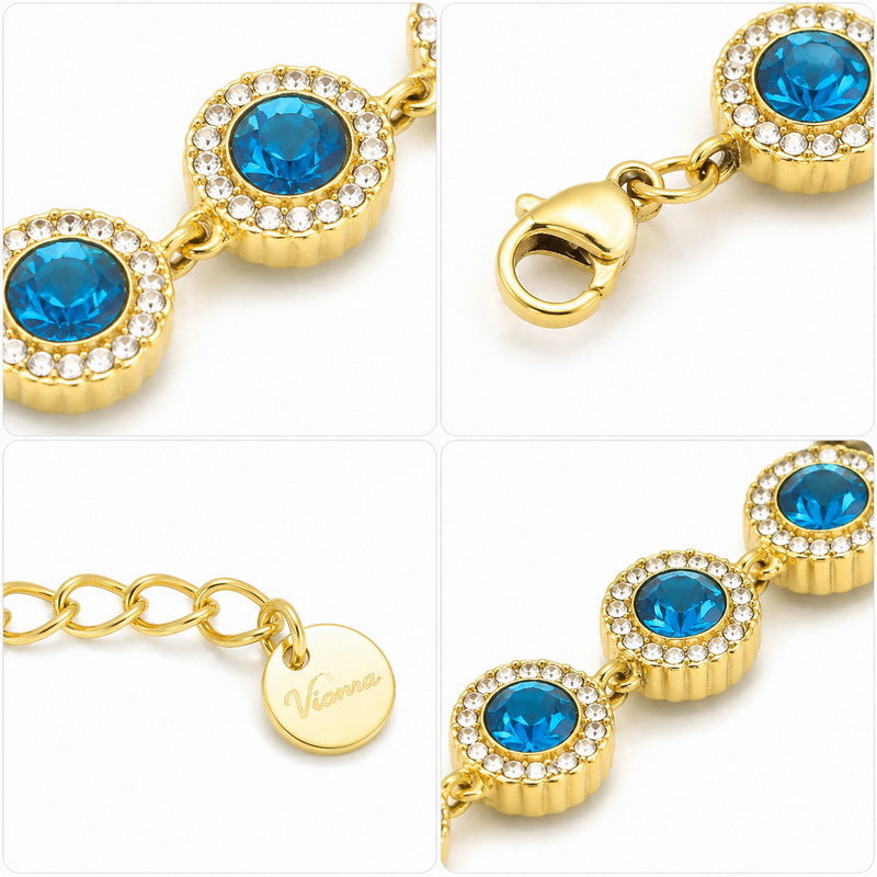 Light Color Zircon Ball Necklace, Court Style, Collarbone Chain, Stainless