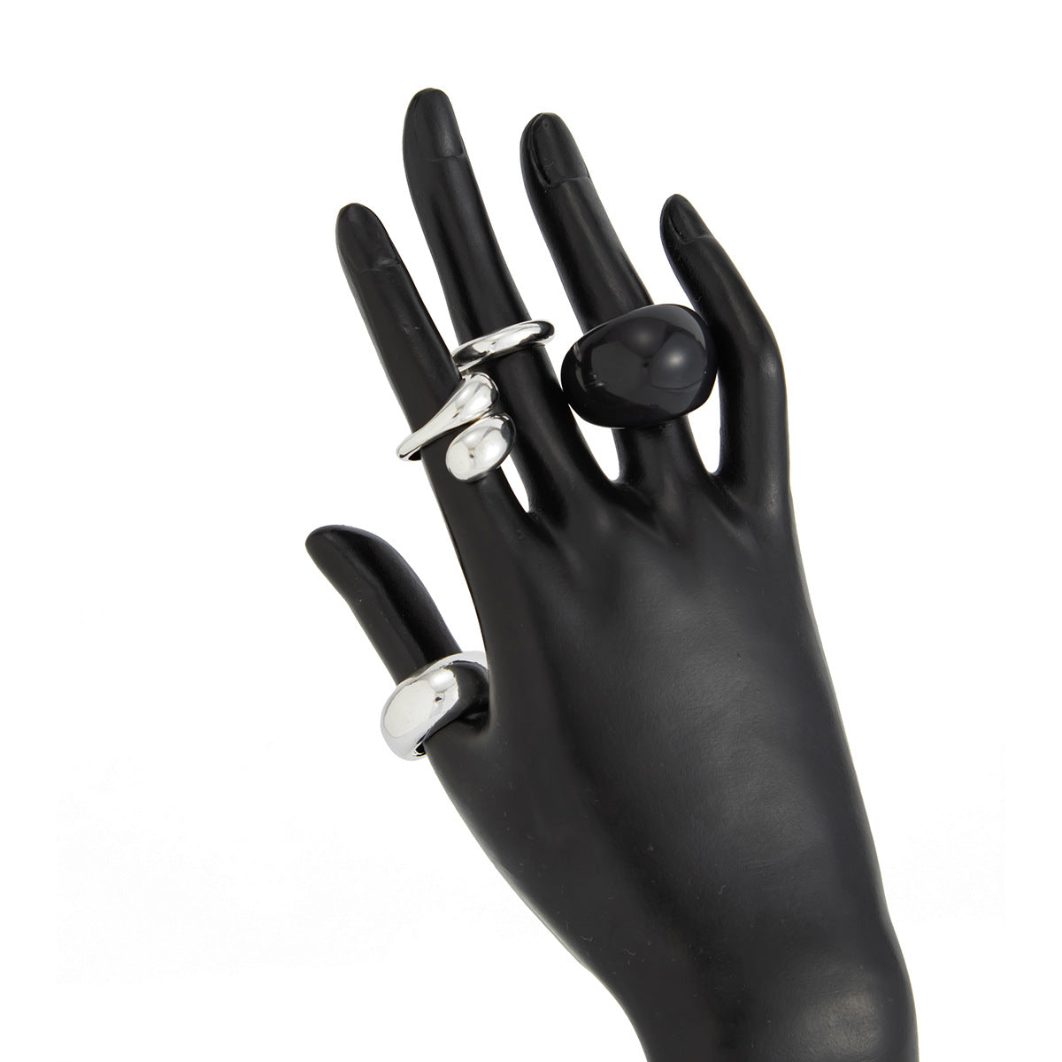 Planderful Geometric Landscape Ring Set With Resin Inlay Vienna Verve Collection Statement Jewelry For Women