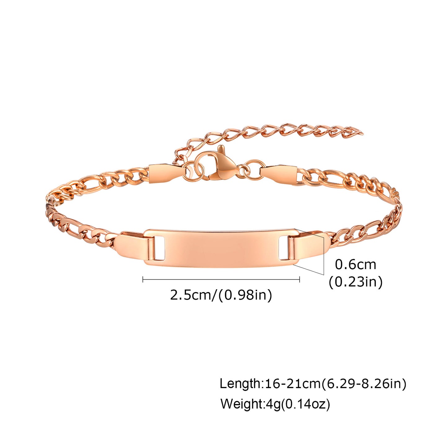 Children's Bracelet Stainless Steel Blank Curved Plate Adjustable Jewelry