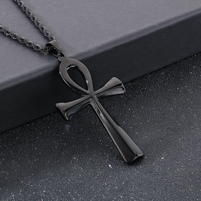 Planderful Anka Cross Necklace For Men Smooth Titanium