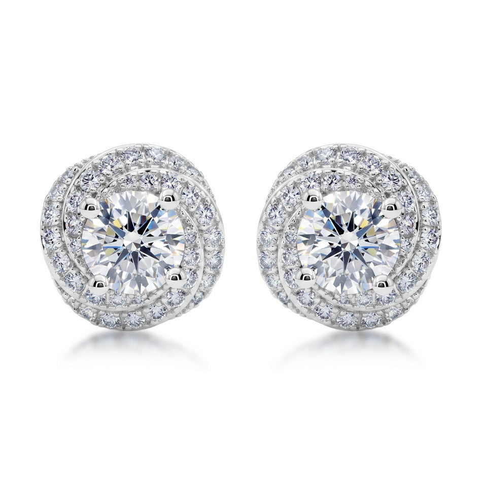 S925 Sterling Silver Moissanite Round 5.5 × 5.5 mm Stud Earrings