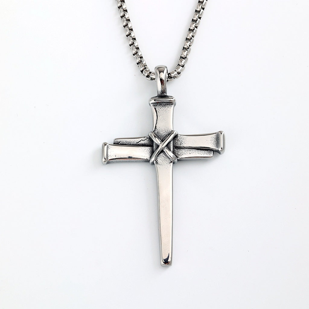 Punk Cross Stainless Steel Men's Pendant Necklace