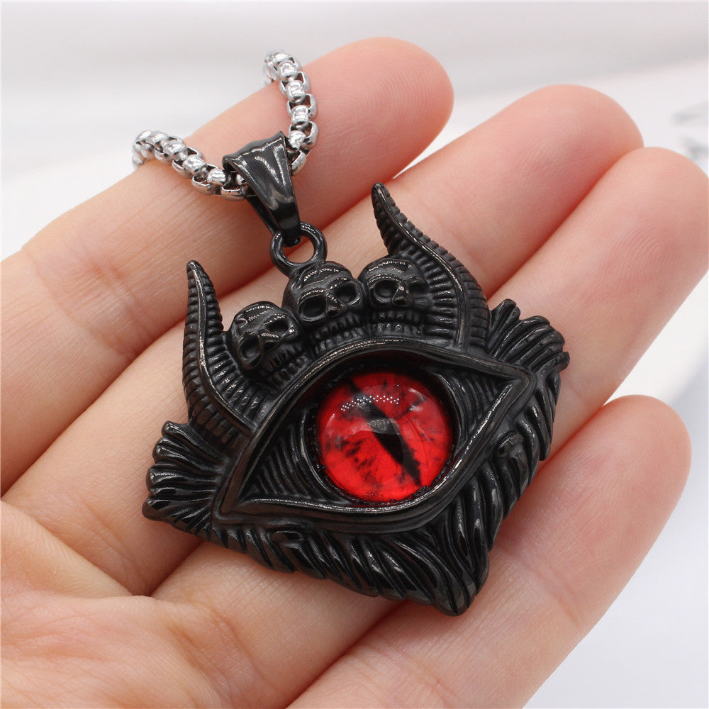 Titanium Steel Pendant Unisex Retro Protective Symbols Devils Eye Bulls Eye Planderful