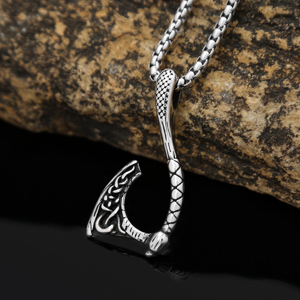 Nordic Hot Sale Axe Titanium Steel Men's Pendant Necklace
