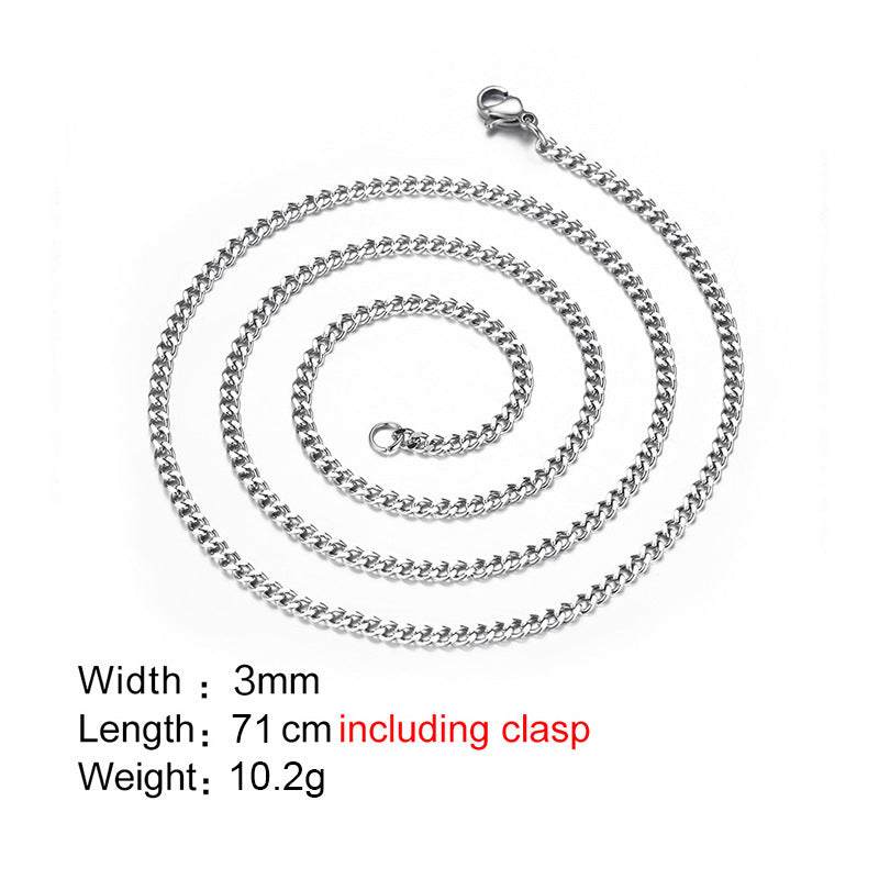 3mm Stainless Steel Grinding Chain Black Gold Steel Necklace Pendant With Chain