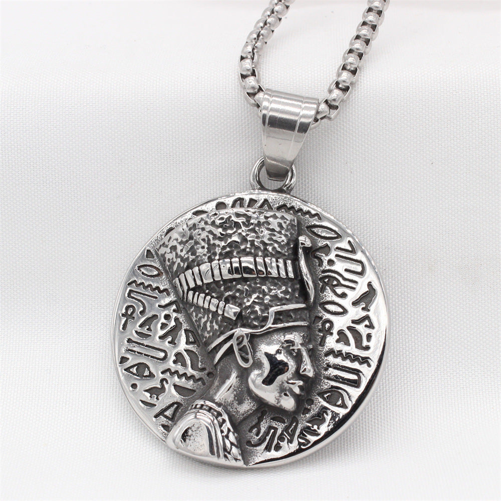 Planderful Everyday Genie – European and American Personalized Retro Egyptian Pharaoh Men's Titanium Steel Pendant
