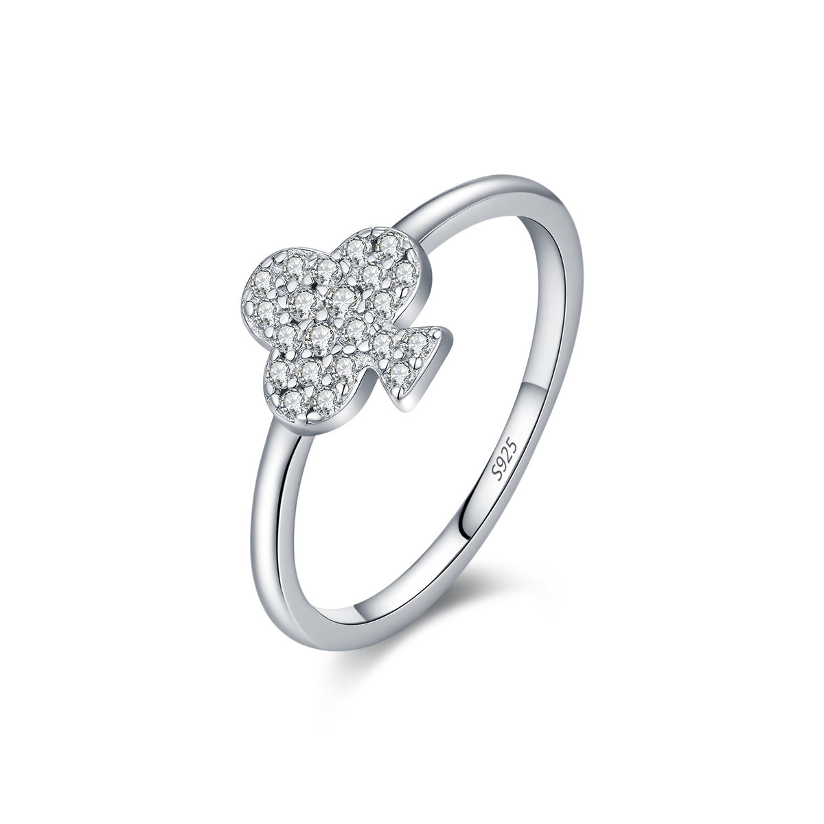 S925 Sterling Silver Clover Moissanite Ring