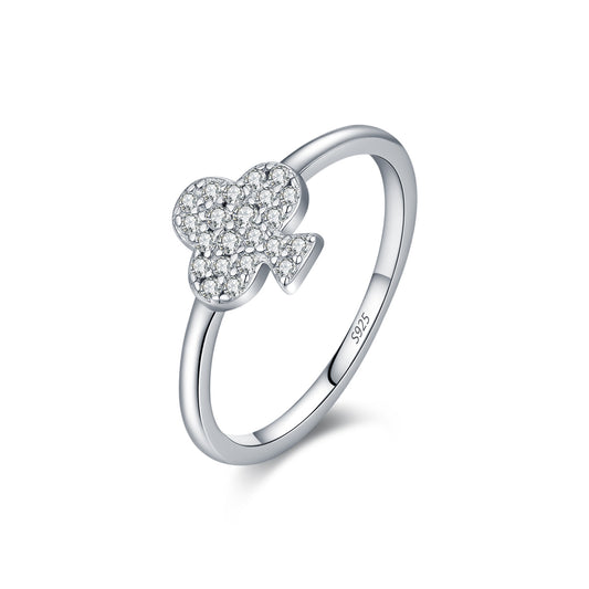 S925 Sterling Silver Clover Moissanite Ring