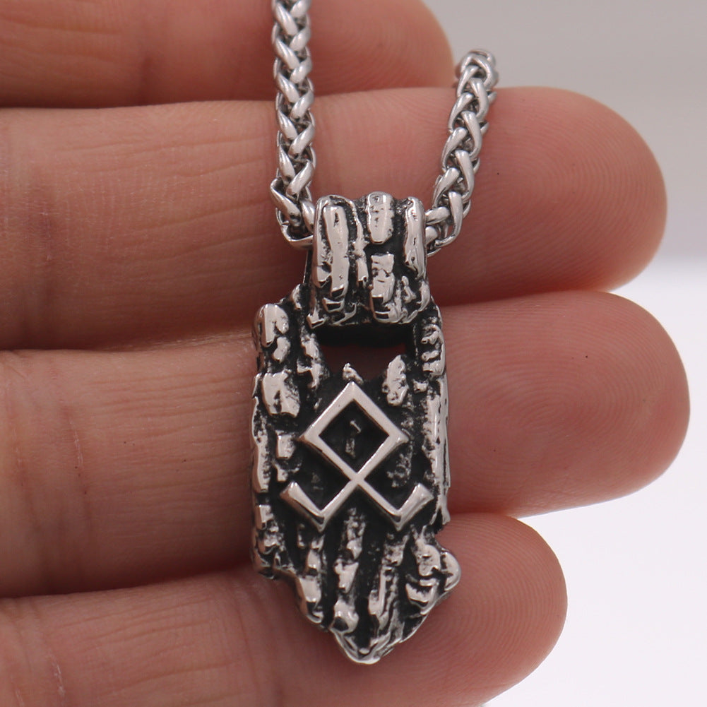 Nordic Mythic Tree Pattern Necklace with Viking Odin Talisman
