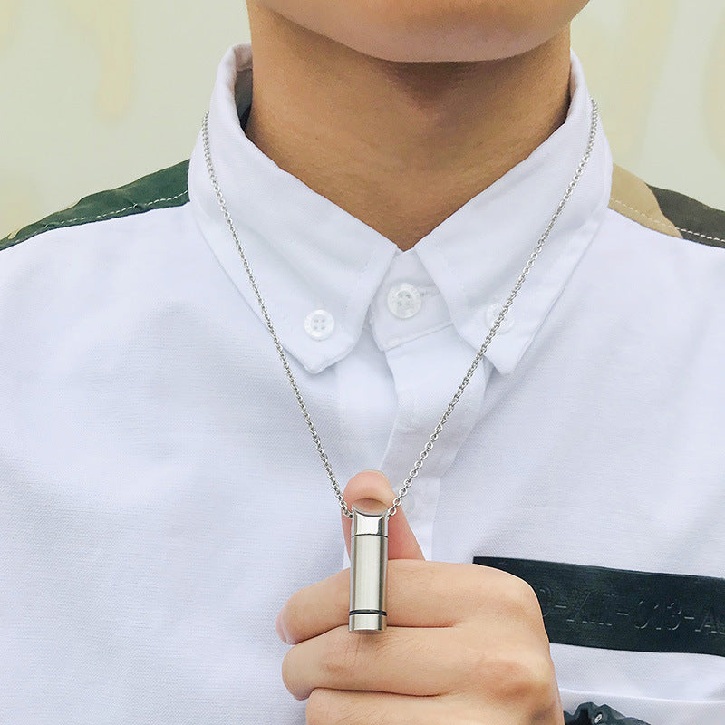 Stainless Steel Openable Pet Urn Pendant for Men Steel Neutral