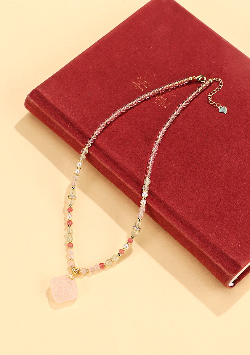 Aquamarine Crystal Pendant Necklace