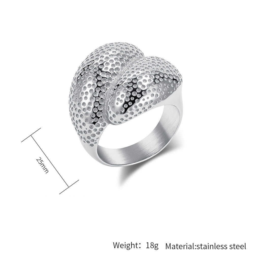 Planderful Gold Plated Titanium Steel Ring For Women Durable Non Fade Finish Light Luxury High End Jewelry