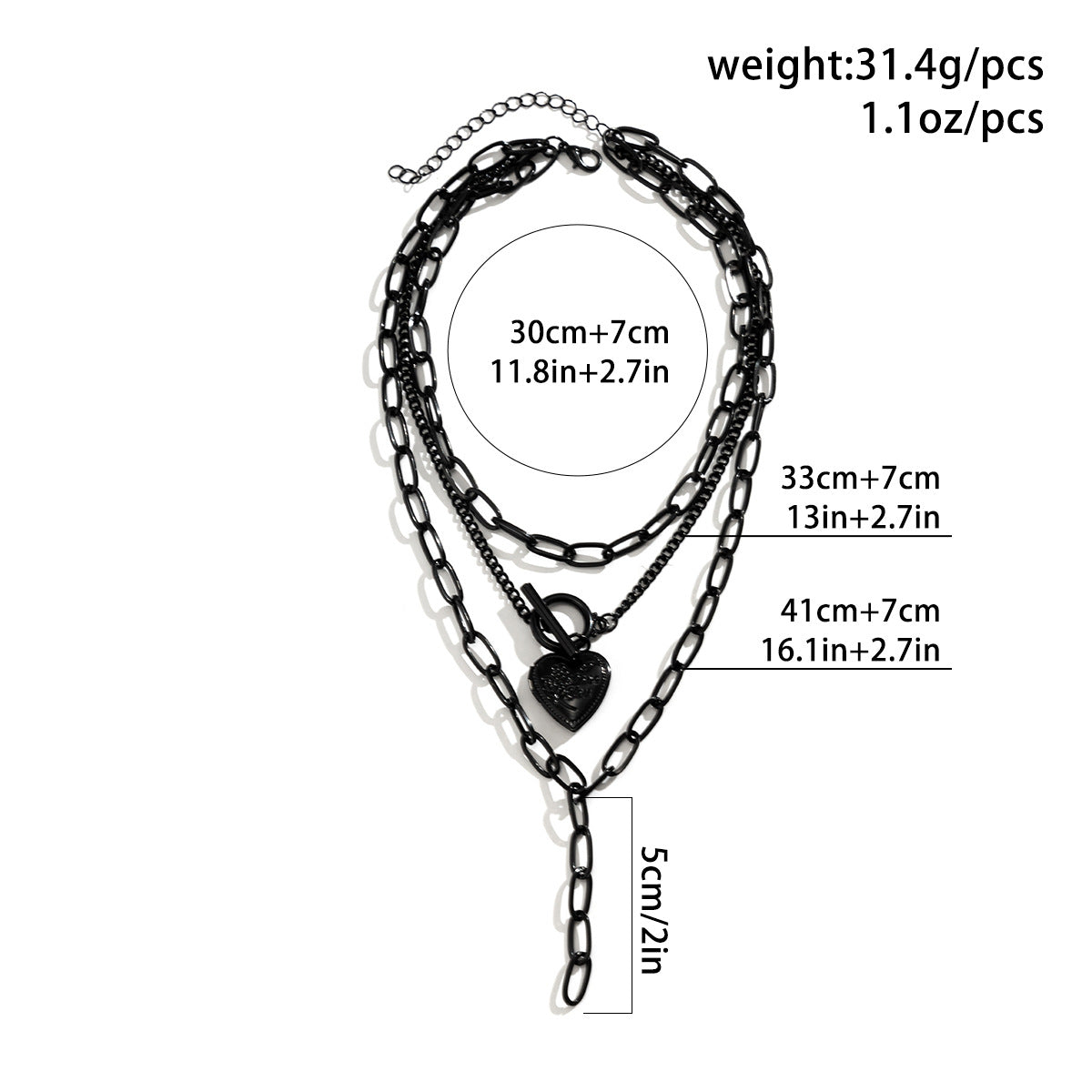 Open Heart Dark Tassel Necklace