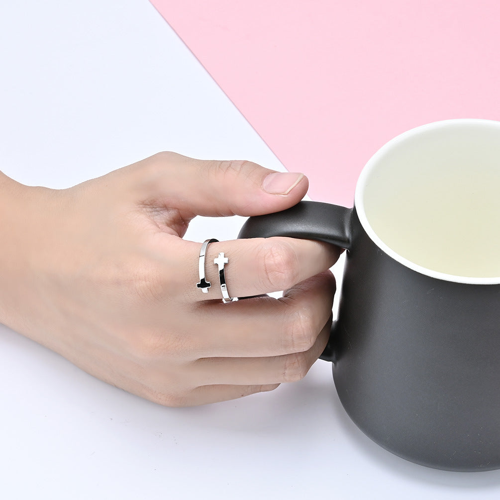 Opening Adjustable Stainless Steel Cross Ring – Women's Stainless Steel