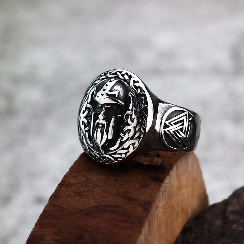 Viking Foreign Trade Collapse Jewelry Titanium Steel Men's Retro Fashion Ring