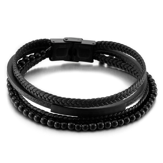 Planderful Men Stainless Steel Curved Weaving Bracelet