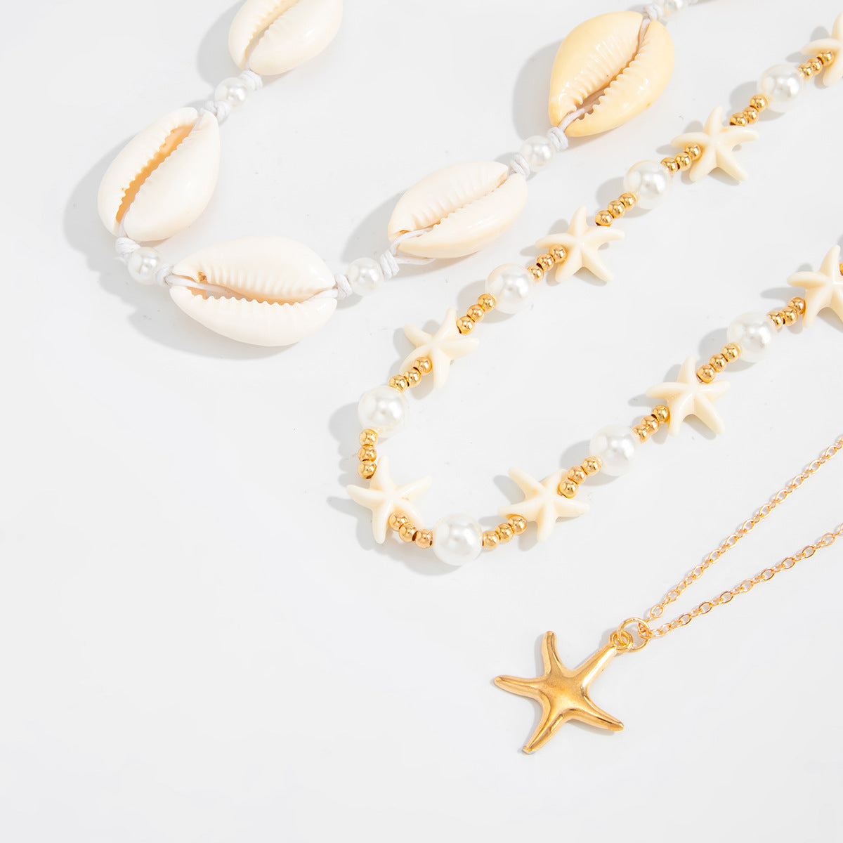 Ocean Wind Starfish Pendant Pearl Necklace Holiday Wind Shell Handmade Beaded Neck