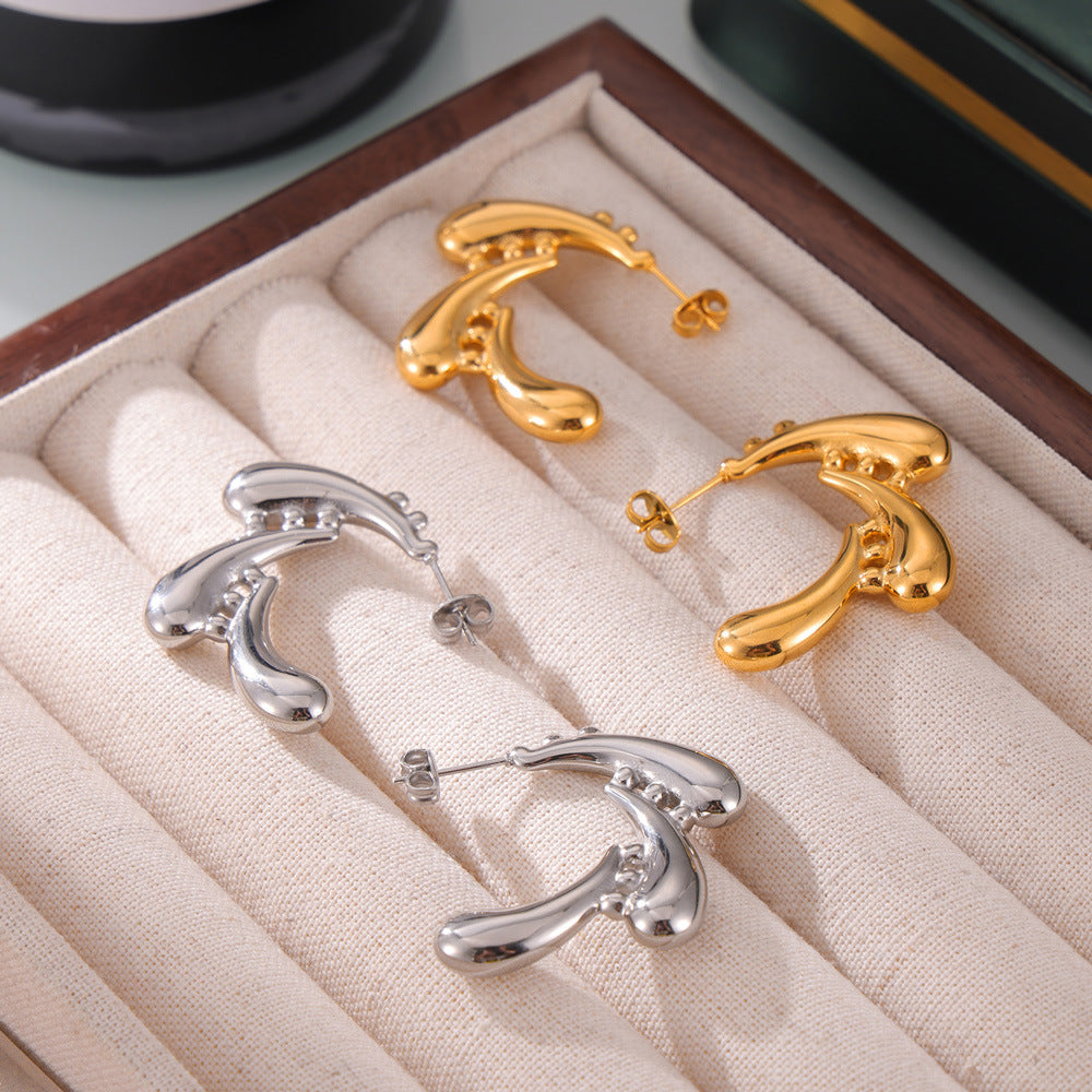 Vintage Swirl Water Drop Gold-Plated Stud Earrings