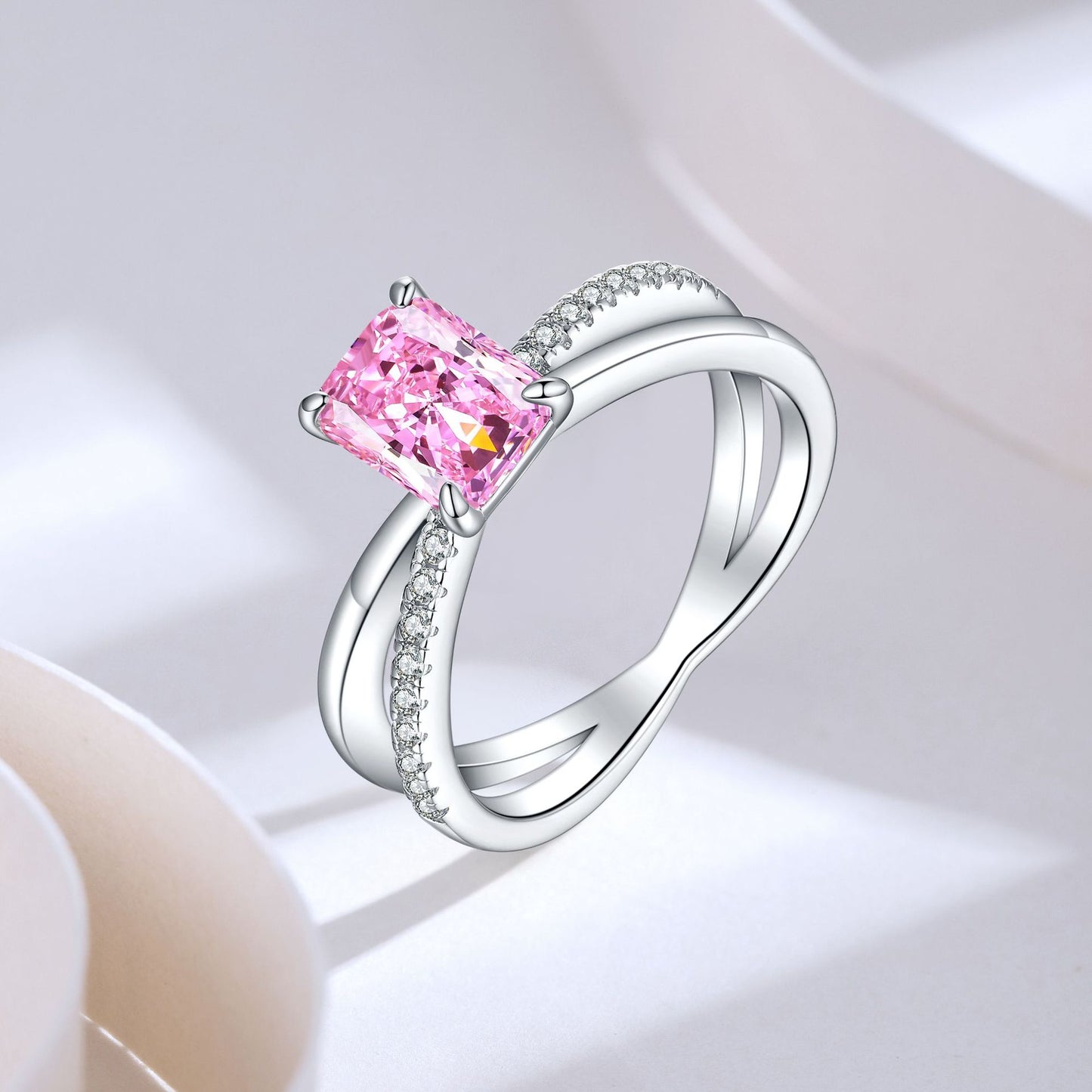 European and American 925 Sterling Silver 1.5ct Zircon Ring