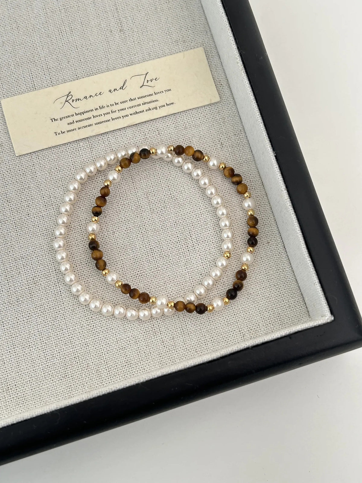 Tiger Eye & Pearl Layered Bracelet