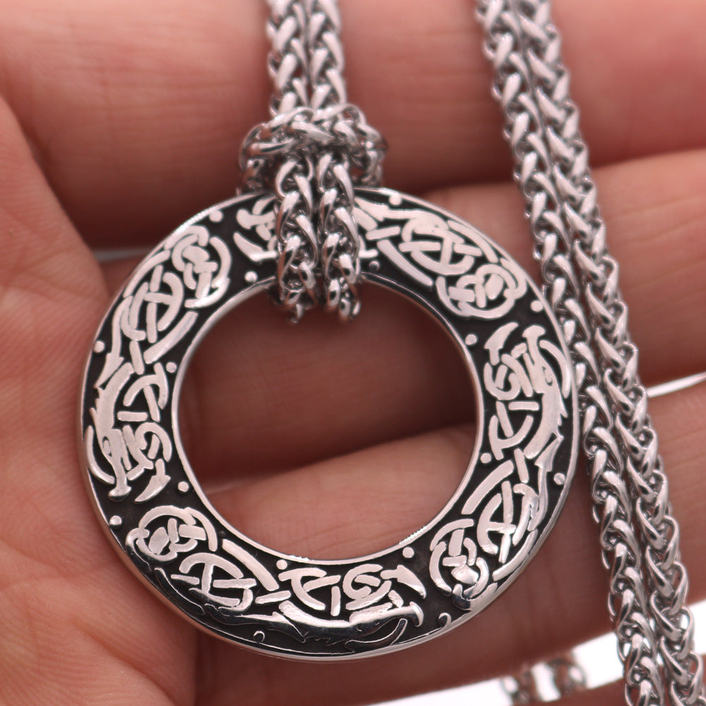 Norse Legacy Viking Odin Rune Necklace with Stainless Steel Amulet